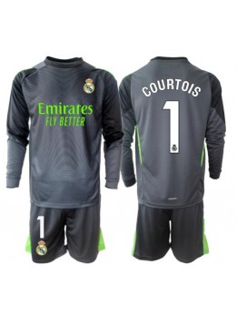 Detské Futbalové oblečenie Real Madrid Thibaut Courtois #1 Brankarsky 2025-26 Dlhy Rukáv - Tretina (+ trenírky)